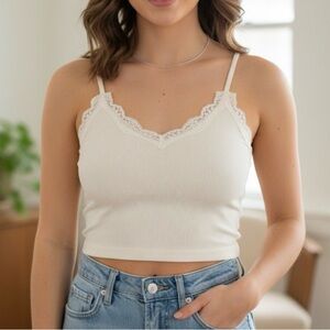 Wild Fable Lace-Trim Ribbed Cami